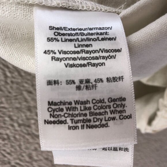 NWT DKNY Pure Womens Pants Small Linen Blend Wide Leg Beige Abstract Pull On - Picture 10 of 15